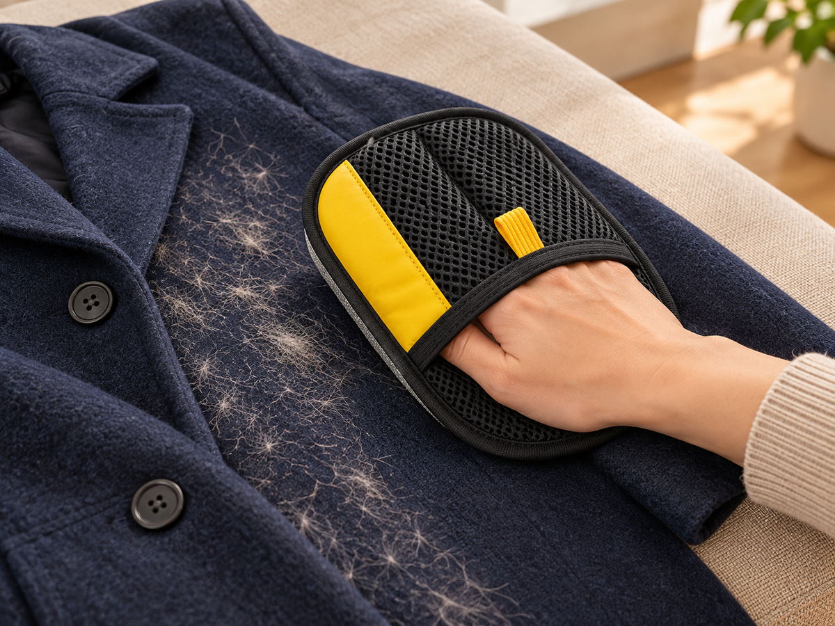 Luva a remover pelos de uma peça de roupa