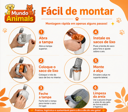 LimpaAreia™ | Pá Autolimpante para Caixa de Areia do Gato